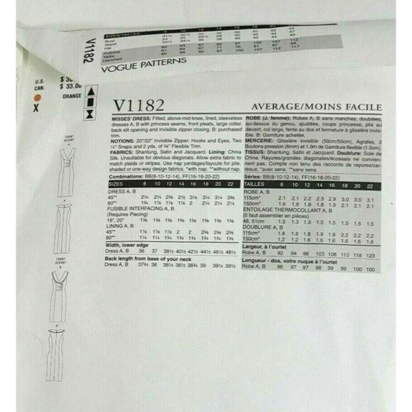 Sewing Pattern Vogue V1182 Kay Unger New York Designer Dresses Size 16-22 Uncut - Picture 2 of 6